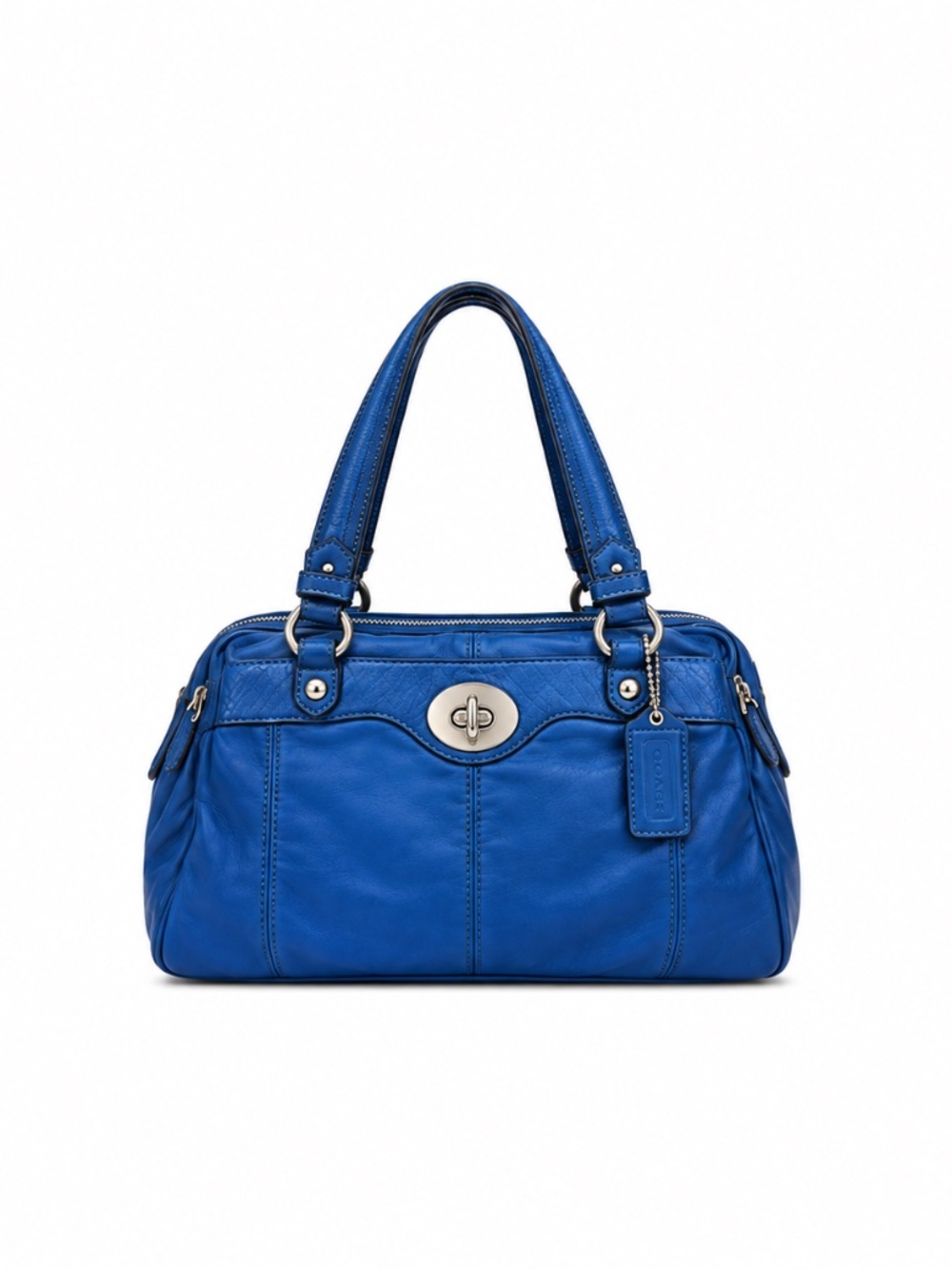 Coach Penelope F16529 Blue Leather Satchel Shoulder Bag Snake Embossed